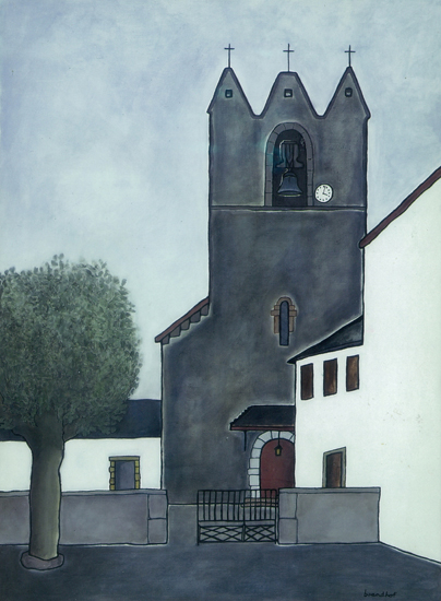 tableau de Robert Brandhof Architectures du Pays Basque : L'Eglise de la Haute-Ville à Mauléon